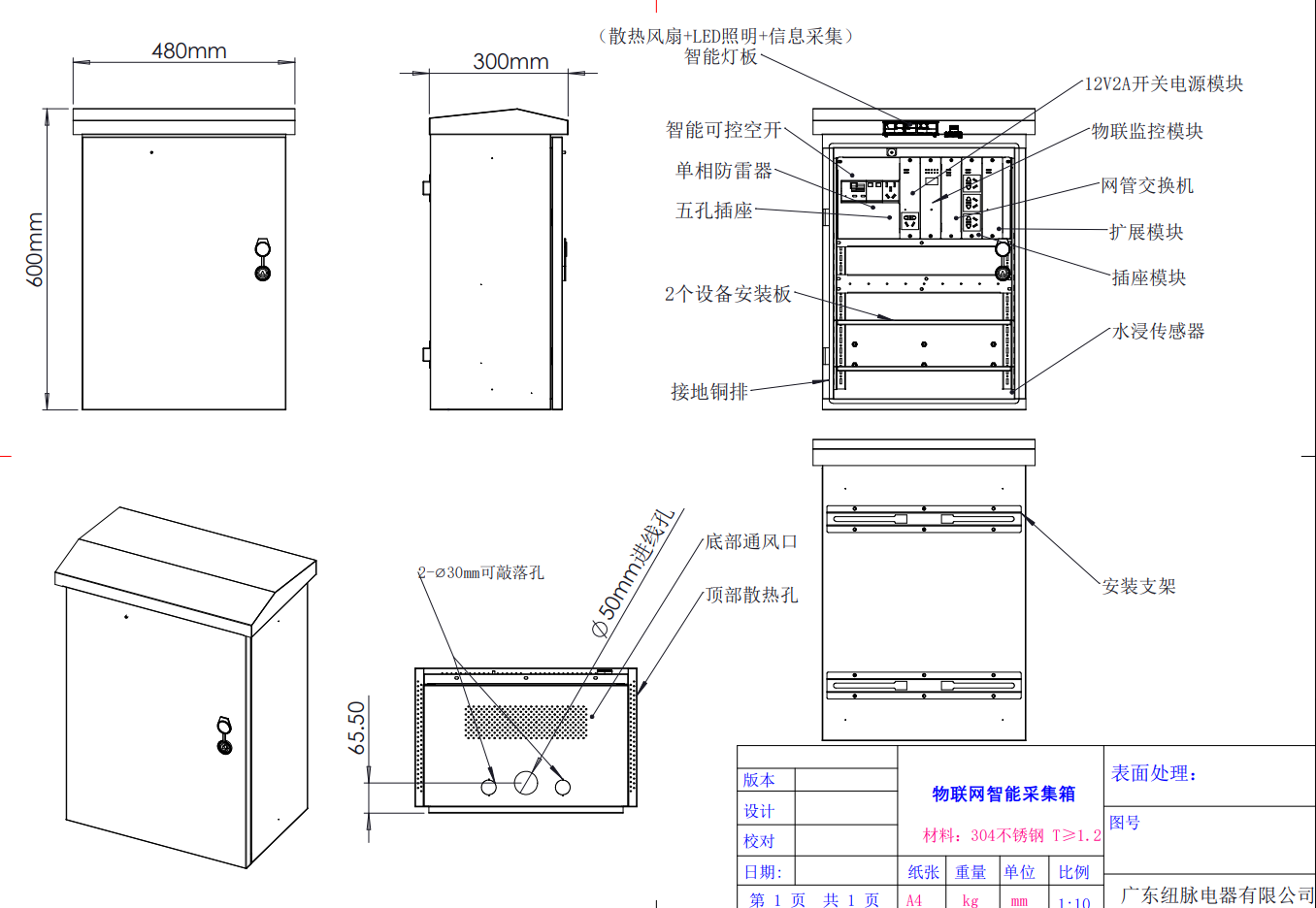 物联网智能采集箱设计图纸，智能配电箱图纸、智能监控箱设计图