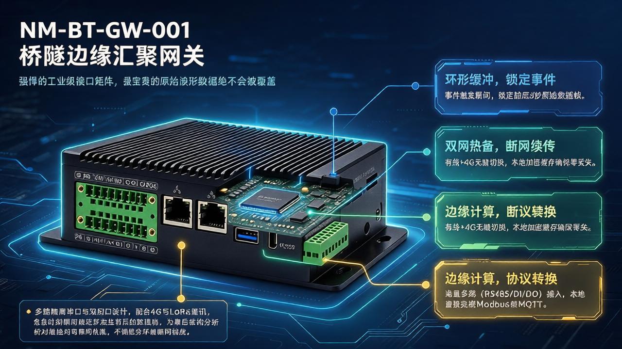 桥隧健康监测；边缘计算网关；多源传感接入；信号采集模块；事件数据锁定；断网续传；三电协同管理；LoRa无线联动；多协议转换；结构安全预警